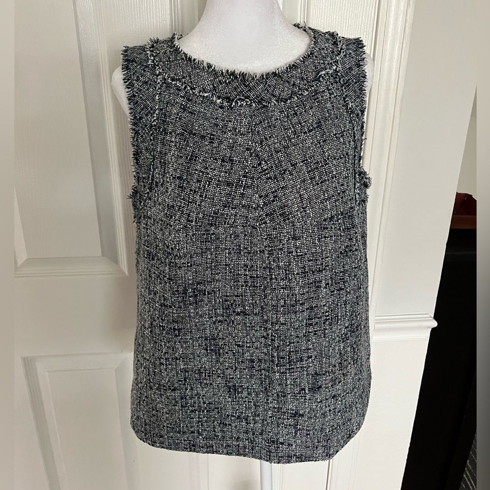 Banana Republic Sleeveless Navy Tweed Shell